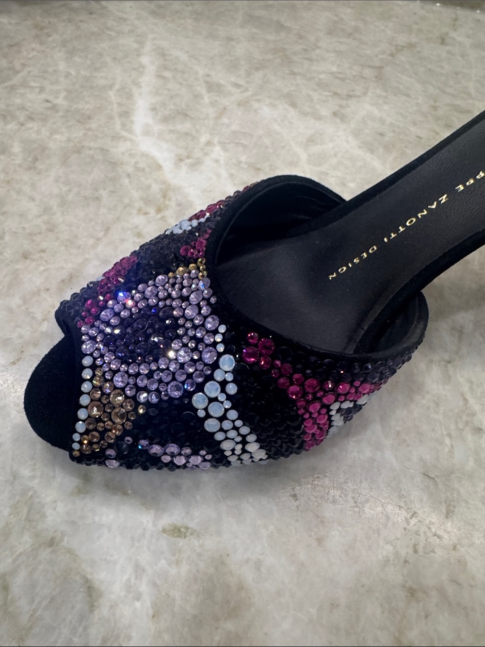 Giuseppe Zanotti Black Beaded Multicolor Crystal Mules - Picture 5 of 9